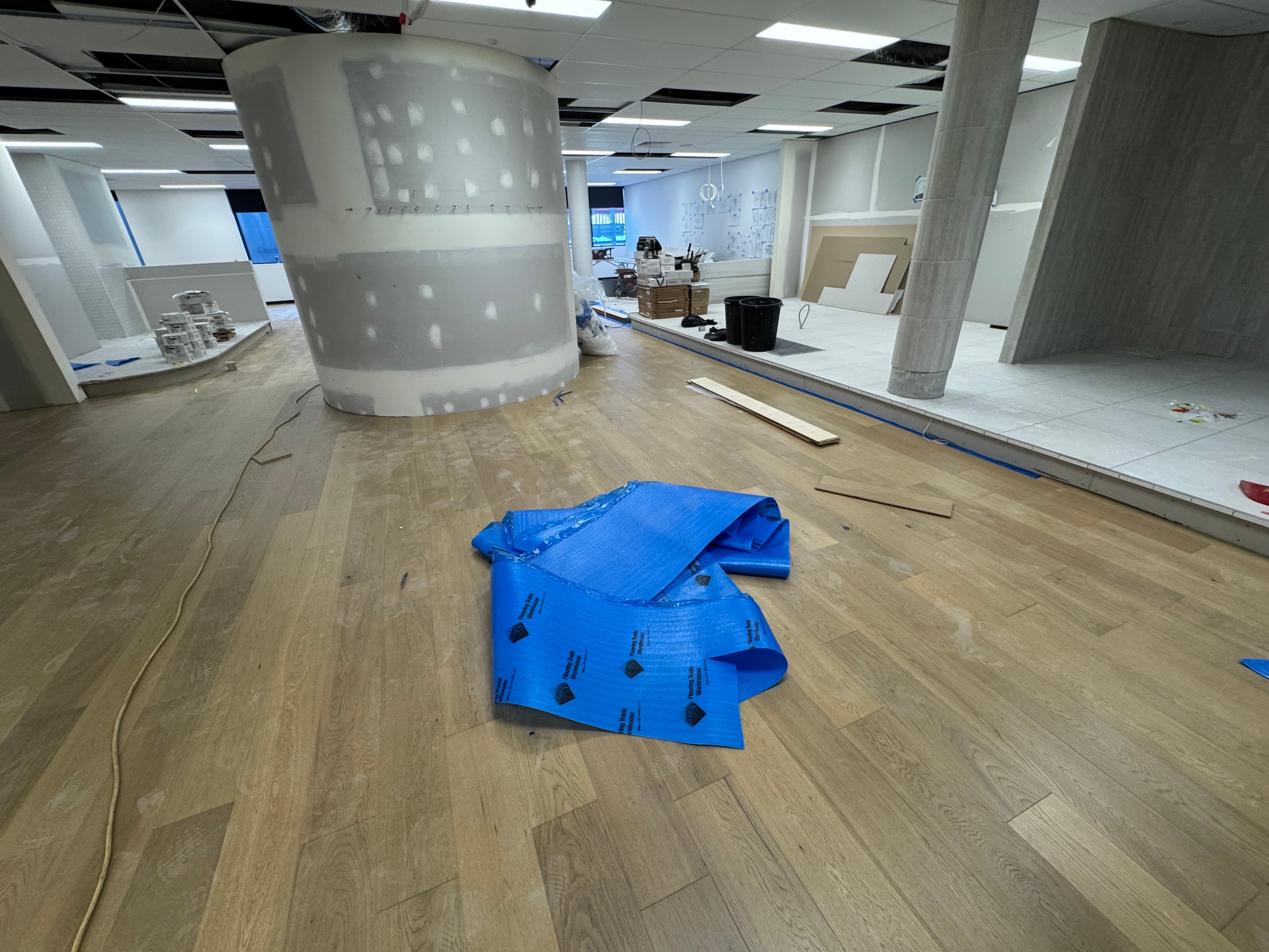 Carrara showroom flooring install detail